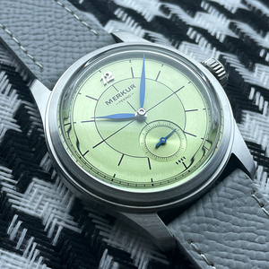 MERKUR Montre à cadran sectoriel violet rétro décontractée pour homme, série Business, mécanique manuelle, bracelet en cuir, acier inoxydable - Product Image 4