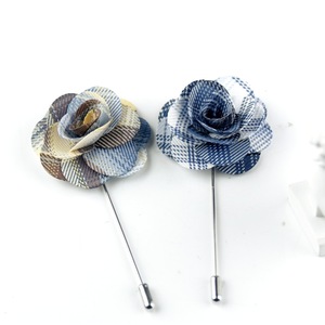 Broche Largo Hecho a Mano con Diseño de Flor de <span class=keywords><strong>Camelia</strong></span> a Cuadros, Pin de Solapa para Traje de Caballero, para Bodas y Ocasiones Formales - Product Image 1