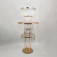 Nouveauté : Centre de table de mariage luxueux et moderne en métal doré et acrylique, 43,3'' de haut