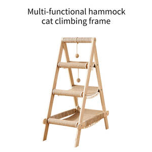 Shui Mu Sheng Arbre à chat multifonctionnel de type échelle avec <span class=keywords><strong>maison</strong></span> pour chat intégrée en corde de sisal et arbre à chat, Vente directe usine - Product Image 3