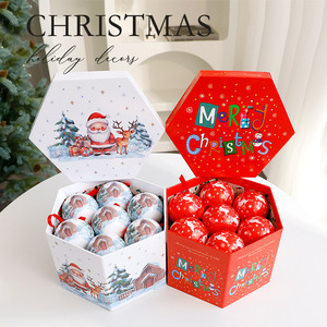 Ensemble de boules de Noël, décoration de scène de Noël, autocollants de 8 cm, boîte cadeau de boules de Noël, pendentif boule à suspendre pour sapin de Noël - Product Image 3