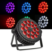 Projecteur LED plat et fin 18*10W 4-en-1/5-en-1/6-en-1 RGBWA+UV avec boîtier en aluminium pour contrôle DMX512, idéal pour l'éclairage de scène de mariage et de spectacle