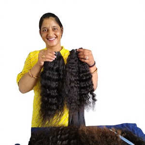 Extensiones de Cabello Humano Remy Virgen 100% Natural de Templo Indio, Doble Trama a Máquina, Ondulado Profundo Suelto y Rizado Natural, Venta al por Mayor - Product Image 1