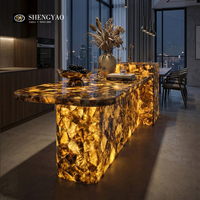 Comptoir de bar ou îlot de cuisine en quartz fumé à effet transparent, personnalisé, pour usage commercial ou domestique, certifié CE