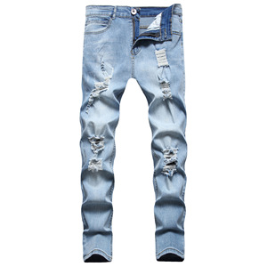 <span class=keywords><strong>Jeans</strong></span> da <span class=keywords><strong>Uomo</strong></span> Denim Stile Punk Vintage a Vita Media <span class=keywords><strong>Slim</strong></span> <span class=keywords><strong>Elasticizzati</strong></span> Stampati 100% Cotone Stile Estivo Casual con Design Strappato - Product Image 5