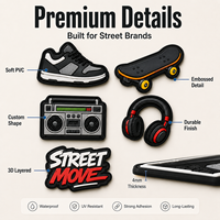 Patch en PVC souple style urbain pour baskets de skateboard, badge moral en caoutchouc personnalisé Hip-Hop pour vestes