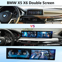 Radio Mobil untuk BMW X5 X6 F15 Android Auto Multimedia Player Layar Sentuh 24.6 Inch Dual Screen Head Unit Radio Mobil Stereo Android