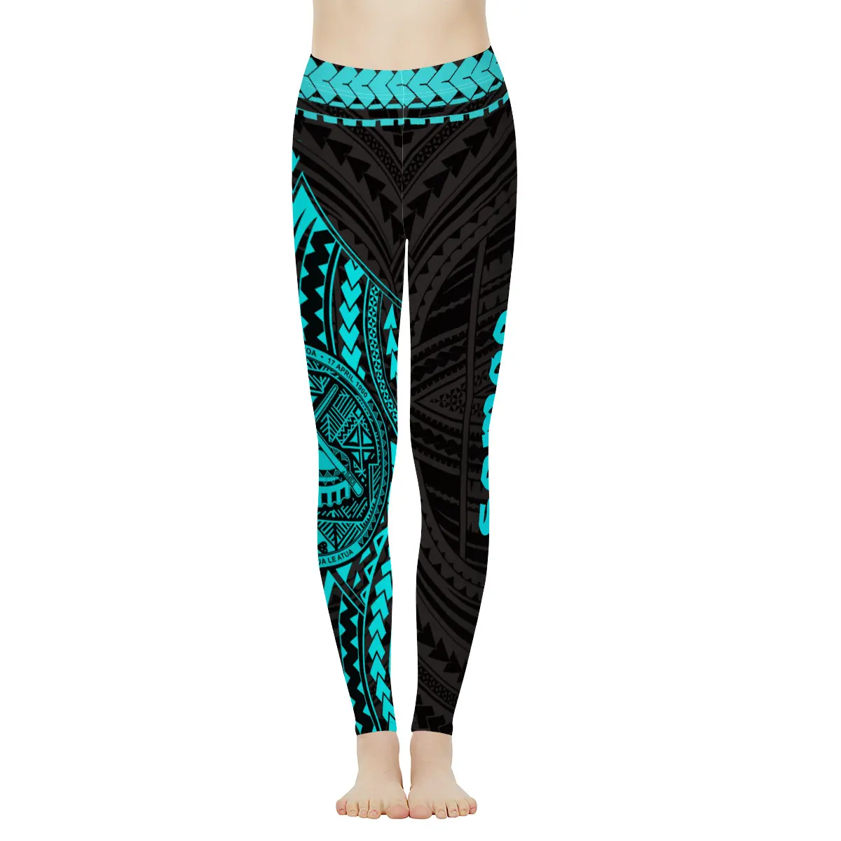 MOQ 1pc Günstiger Preis Stilvolle polynesische Stammes druck Mädchen Fitness High Waist Yoga Leggings Trainings hose Sport Legging für Frauen