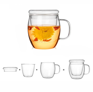 Custom 100ML Kungfu tazza di vetro da Dessert trasparente borosilicato tazza da tè con piastra/vassoio per caffè e acqua Design natalizio stile carino - Product Image 6