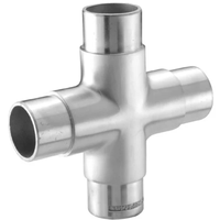 Connecteur en T à 4 voies à 180 degrés pour tube rond, en acier inoxydable satiné, pour balustrade