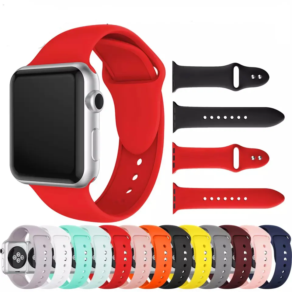 custom colors Printing carving fashion sport Silicone Strap for Apple Watch Strap Wristband Silicone Rubber Strap Watch Band