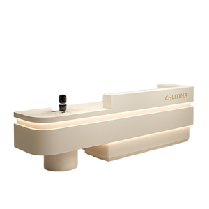 Bancone Reception Moderno in Legno su Misura di Alta Qualità per Uso Commerciale in Ospedali, Hotel, Palestre, Edifici per Uffici e Centri Commerciali - Product Image 5