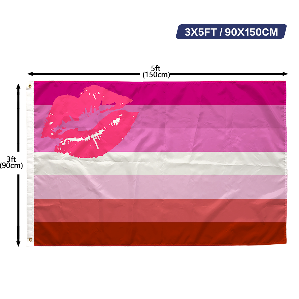 Rouge à lèvres drapeau de la fierté lesbienne avec baiser