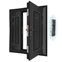 Porte d'entrée extérieure noire de haute qualité, en métal