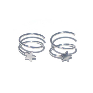 Anneau de nez en acier inoxydable, argenté et noir, design géométrique, pour piercing de nez - Product Image 4