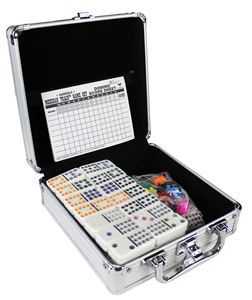 <span class=keywords><strong>Jeu</strong></span> de dominos mexicain dans un étui en aluminium, pour les familles et les enfants de 8 ans et plus - Product Image 2