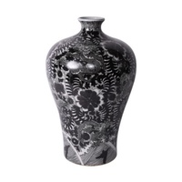 Vase en porcelaine noir et blanc moderne avec motif de dragon pour la décoration de la maison orientale