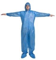 Combinaison de protection jetable blanche pas cher ppe Type 5/6 combinaisons respirantes microporeuses antistatiques avec bottes à capuche