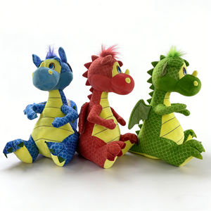 Peluche de dragon colorée et douce personnalisée avec un ventre jaune, adorable jouet pour les amateurs de dragons - Product Image 1