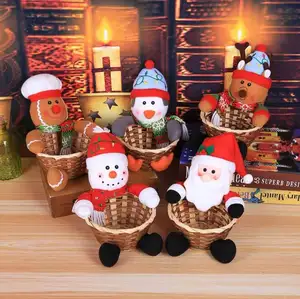 Mini Bamboo Christmas Candy basket Cute Table Decoration Supplies Kids Christmas Box Gift Holiday Atmosphere Xmas Decor