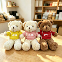 Ours en peluche moelleux personnalisé avec logo, sweat à capuche, jouet en peluche, ours en peluche imprimé avec logo personnalisé, vente en gros, cadeau promotionnel pour école ou entreprise