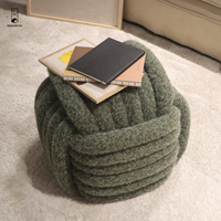 Vente en gros de meubles de chambre à coucher en polyester doux tissé en corde d'alpaga pour l'habillage de luxe repose-pieds pouf tabouret de canapé
