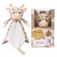 Couverture de sécurité pour bébé en peluche girafe avec boîte à sons enregistrable (bruit blanc et berceuses), activée par pression, dotée d'une puce vocale OTP