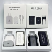 Chargeur mural à charge rapide 25W PD Type-C Adaptateur USB-C vers USB-C Câble Prise EU US UK pour Samsung Galaxy S26 S25 S24 Chargeur