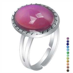 Gran joyería Bohemia termocrómica, venta al por mayor, anillos de piedras preciosas mixtas ajustables de plata Vintage para lote de mujeres - Product Image 1