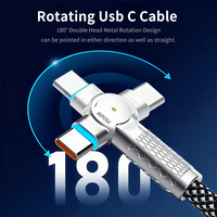 Câble de données rotatif USB Type-C en cuivre pur tressé PD240W pour téléphone, ordinateur portable, imprimante, appareil photo et écouteurs avec charge rapide