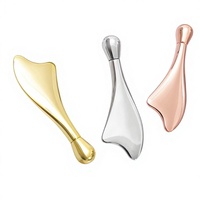 Rouleau facial et Gua Sha 2 en 1 en alliage de zinc, bâton de massage anti-rides pour le visage et les yeux