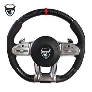 Volant modifié en fibre de carbone avec étiquette rouge pour Mercedes Benz A GLA B GLB C GLC E GLE CLS ZC-809-T123-F - Product Image 1