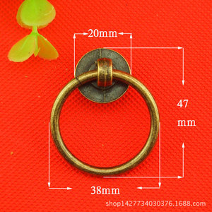 Furniture Handle Ring 38mm Diameter Alloy Drawer Pull <b>Rustic</b> Style - Product Image 1