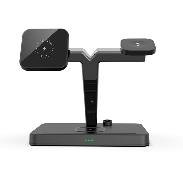 Multifunctional Wireless Charging Station for Desk 4-in-1 Smart LED Induction Fast Charger Stand Aluminum