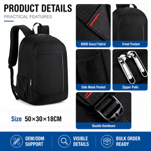 Wasserdichter Laptop-Rucksack mit individuellem Logo für Herren, Alltagsgebrauch, lässig, großes Fassungsvermögen, Schultasche für Teenager - Product Image 5
