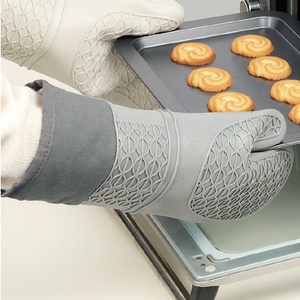 Extra Long Heat Resistant Oven Mitts with <b>Waterproof</b> <b>Silicone</b> Gloves Cotton Liner Dishwasher Safe for BBQ and Grill Use - Product Image 2