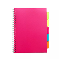 Carnet à spirales avec couverture en PP en gros, classeur à feuilles mobiles, carnet de notes avec 5 séparateurs colorés
