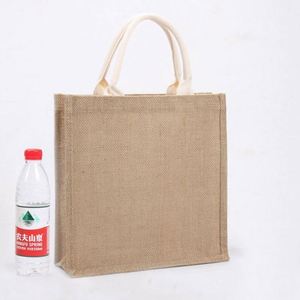 Bolsa de Lino con Logotipo Personalizado, Bolsas de Yute para Regalo, Bolsa de Yute al por Mayor con Asa de Madera, Ecológica - Product Image 4