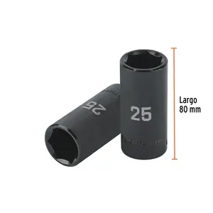 BOX 6 Douille à chocs longue de 25 mm, 6 points, entraînement 1/2 po, TRUPER - Product Image 3