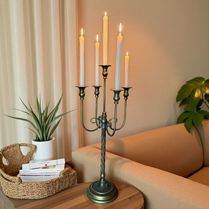 LANJO Durable Bronze Floor Standing Multi-headed High Legged Candlestick Holder <b>Ornaments</b> Wedding Props - Product Image 5