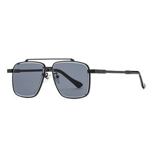 Gafas de Sol Cuadradas de Metal para Hombre, Lentes de PC con Protección UV400, Armazón Negro con Caja, Estilo Moderno de Alta Gama - Product Image 2