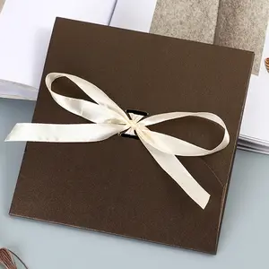 Eco-friendly Kraft Business Document Packaging Envelope Greeting Cards Flat Paper Envelopes with Ribbon