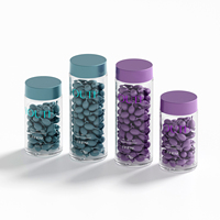 Bouteille en verre givré FINPAK, flacon hermétique en verre mat pour capsules de sérum, vitamines avec couvercle