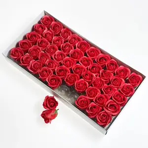 Vente en vrac 50 pièces/boîte fleurs de Rose artificielles 3 couches savon tête de Rose pour la saint-valentin bricolage Bouquets de fleurs cadeau savon fleurs