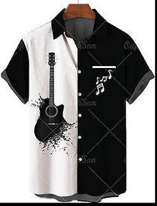 Summer New <span class=keywords><strong>Guitar</strong></span> Series 3D Printed Hawaiian Casual Knitted Men's Short-Sleeved Shirt European American Plus XL - Product Image 6