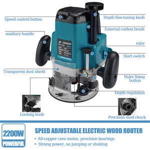 Chất lượng cao Chế biến gỗ Máy khắc 2200W Điện gỗ Router xử lý khía cắt tỉa máy - Product Image 5