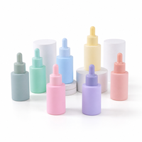 Vente en gros de flacons compte-gouttes mats roses de 30 ml (1 oz) pour huiles essentielles et cosmétiques, emballage de luxe vide pour sérum avec boîte personnalisée