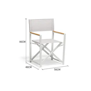 Chaise de balcon pliante en aluminium pour extérieur avec accoudoirs chaise de loisirs chaise Teslin en bois de plastique avec dossier chaise de réalisateur portable