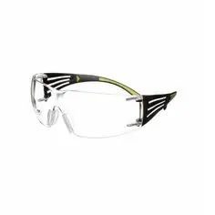 3M™ SecureFit™ 400 <b>Clear</b> <b>Lens</b> Safety <b>Glasses</b> ANSI Z87.1 Certified Black/Green Frame Anti-Scratch/Anti-Fog Features for Working - Product Image 1