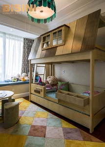 Cama Litera de Madera Maciza de Color Natural con Diseño de Casa de Árbol de Príncipe y Princesa, <span class=keywords><strong>Muebles</strong></span> para Dormitorio <span class=keywords><strong>Juvenil</strong></span> - Product Image 4